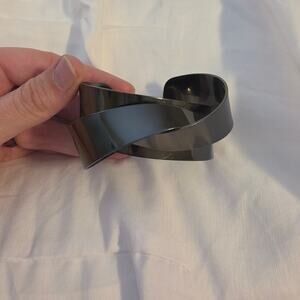 Black Sculptural Twist Cuff Bracelet Wide Modern Statement Jewelry